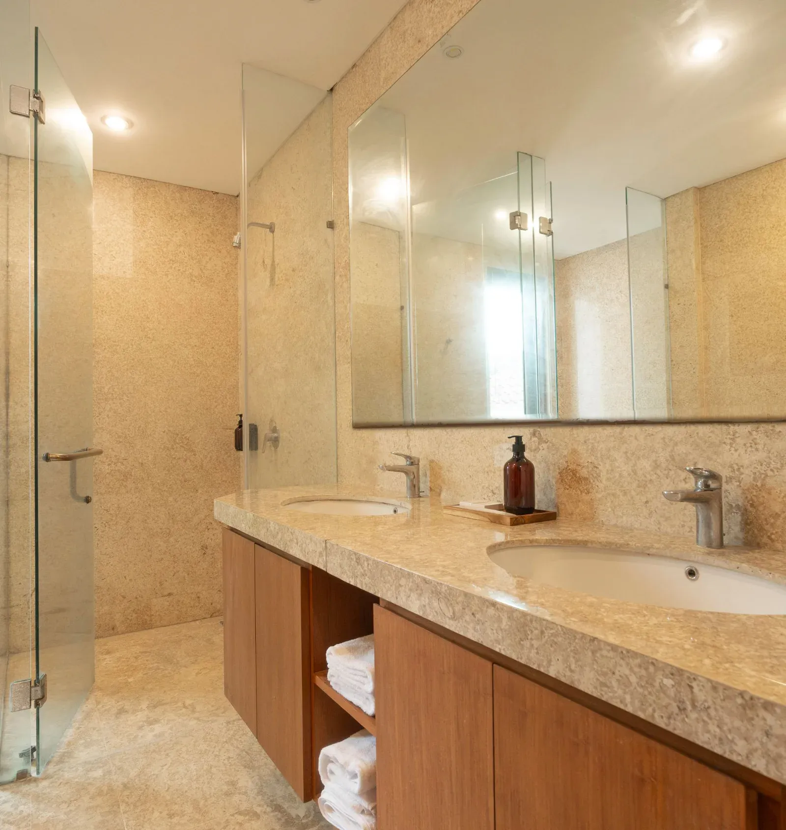 King Room bed with bath view